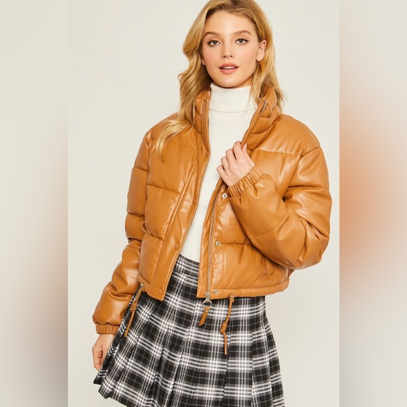 Jackets & Blazers - •Let's Get Puffed Up• Faux Leather Puffer Jacket